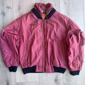 U2 Bomber Jacket Womens Small Burgundy Quilted Utility Coat Pattern Lined GF569